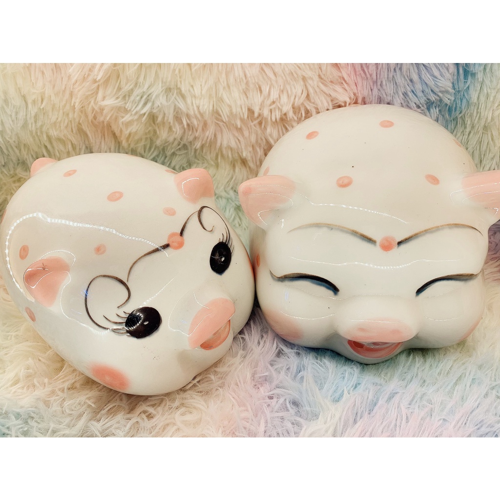 Heo đất - Heo đất tiết kiệm size lớn chất liệu GỐM SỨ kiểu dáng chấm bi hồng cực xinh Shopcuabe68