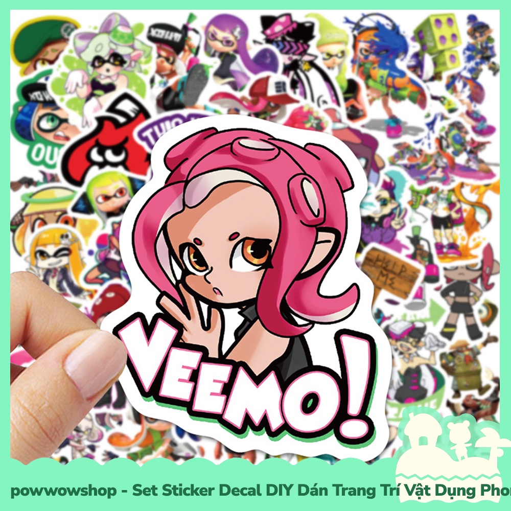 [Sẵn VN - Hỏa Tốc] Set Bộ 50 Miếng Sticker DIY Chống Thấm Nước Dán Trang Trí Vật Dụng Phong Cách Nhân Vật Game Splatoon