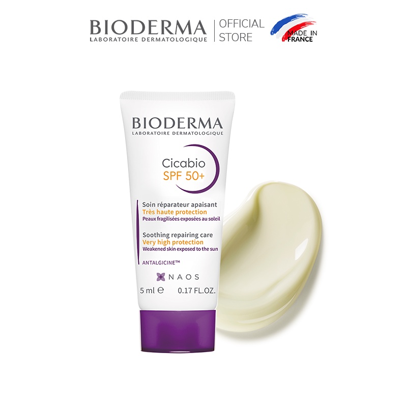 [HB Gift] Kem dưỡng da và chống nắng giúp phục hồi, làm dịu cho làn da bị hư tổn Bioderma Cicabio Spf 50+5ml