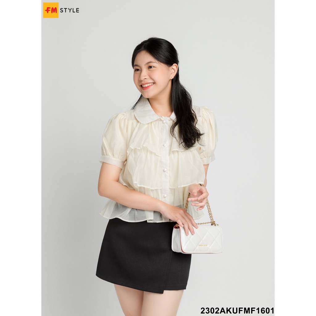 Áo kiểu nữ FMSTYLE voan cổ sen thiết kế 3 tầng phối bèo dáng babydoll nữ tính phong cách tiểu thư Hàn Quốc 23020350