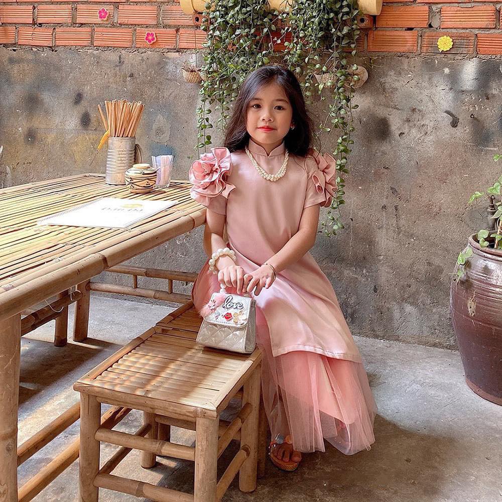 Váy dài bé gái tay hoa 11-34kg HollaBaby