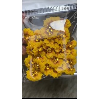 Hoa bột Nail xinh- Hoa hướng dương đính đá lấp lánh trang trí móng tay