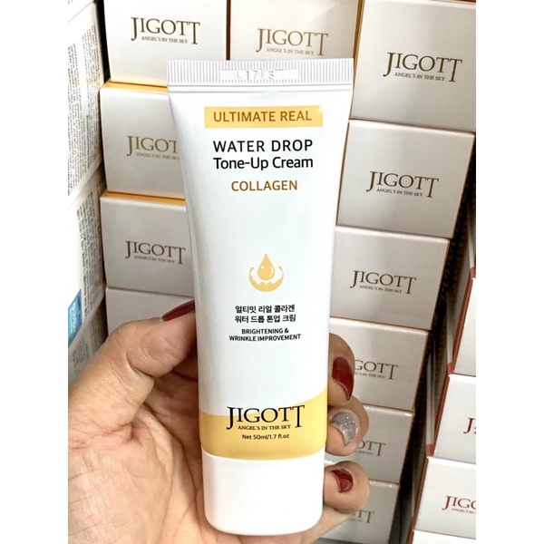 Kem Dưỡng Collagen Trắng Da Bật Tone Ngừa Lão Hoá Da Jigott Ultimate Real Collagen Water Drop Tone Up Cream 50g