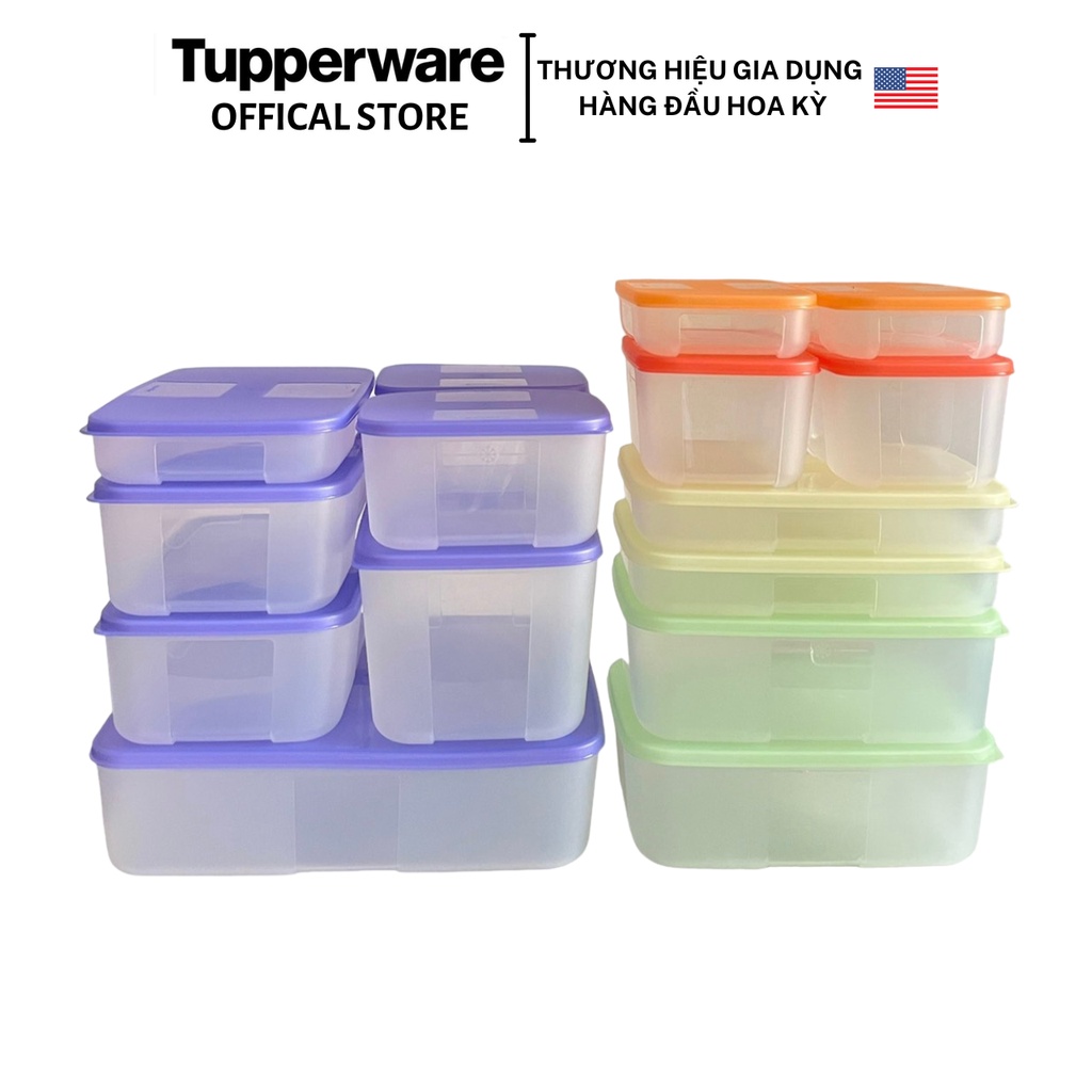 Bộ hộp trữ đông Tupperware Freezermate Colorful Essential Set (15 hộp) - Bảo hành trọn đời - Nhựa nguyên sinh PP số 5