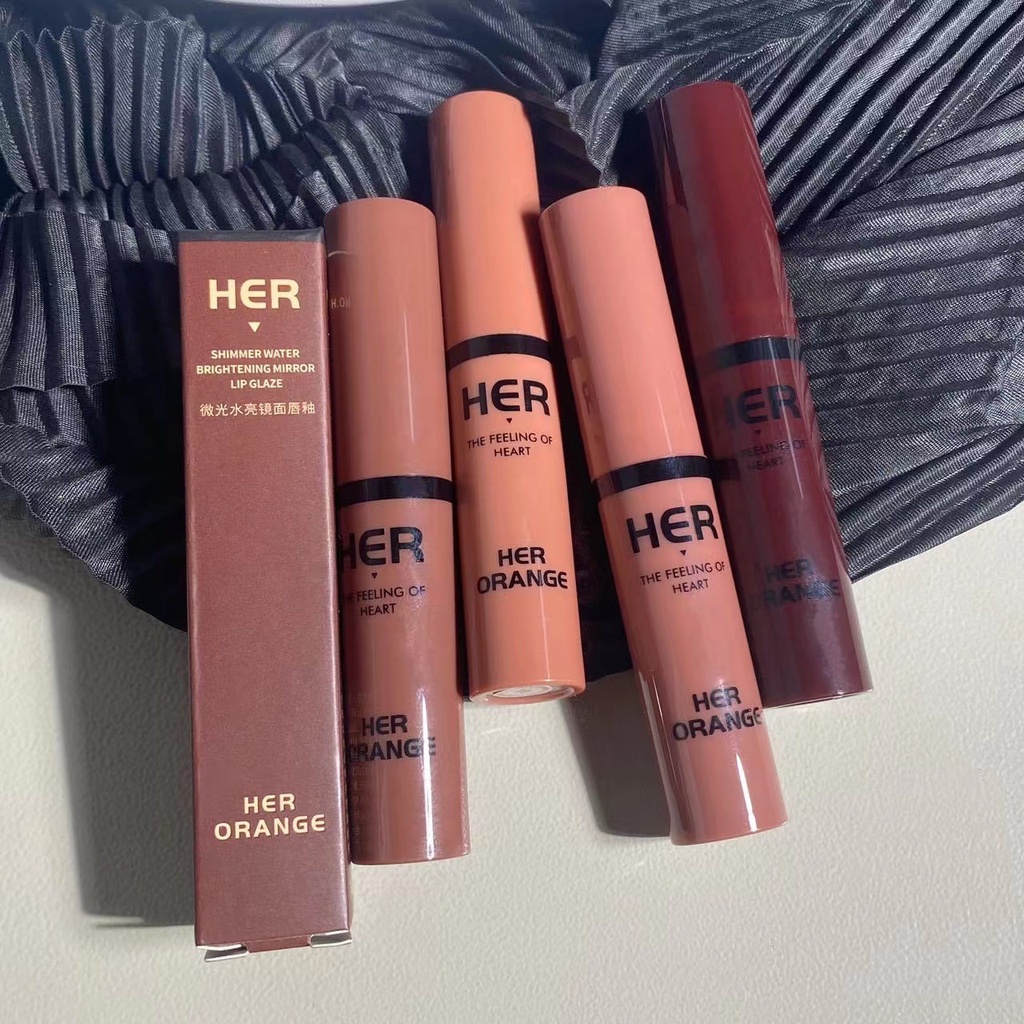 Abpopa HERORANGE® Son Bóng Dưỡng Ẩm Màu Sắc Long Lanh Lâu Trôi Tiện Dụng