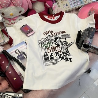 Áo ERRORIST meow tshirt trắng viền cổ đỏ