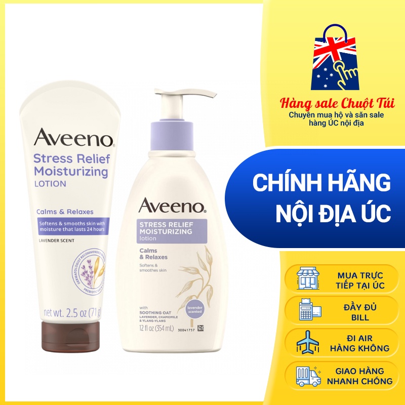 Dưỡng thể & sữa tắm Aveeno Lavender giảm stress [Mẫu mới, nội địa Úc]