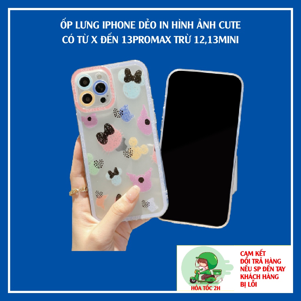 Ốp Lưng Điện Thoại Mềm Dẻo Họa Tiết Dễ Thương Cho Iphone Từ IpX Đến Ip13promax