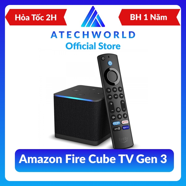 Thiết Bị Amazon Fire Cube TV Gen 3 Tích Hợp Alexa Wi-Fi 6E 4K Ultra HD - Hàng Chính Hãng - Có Xuất VA