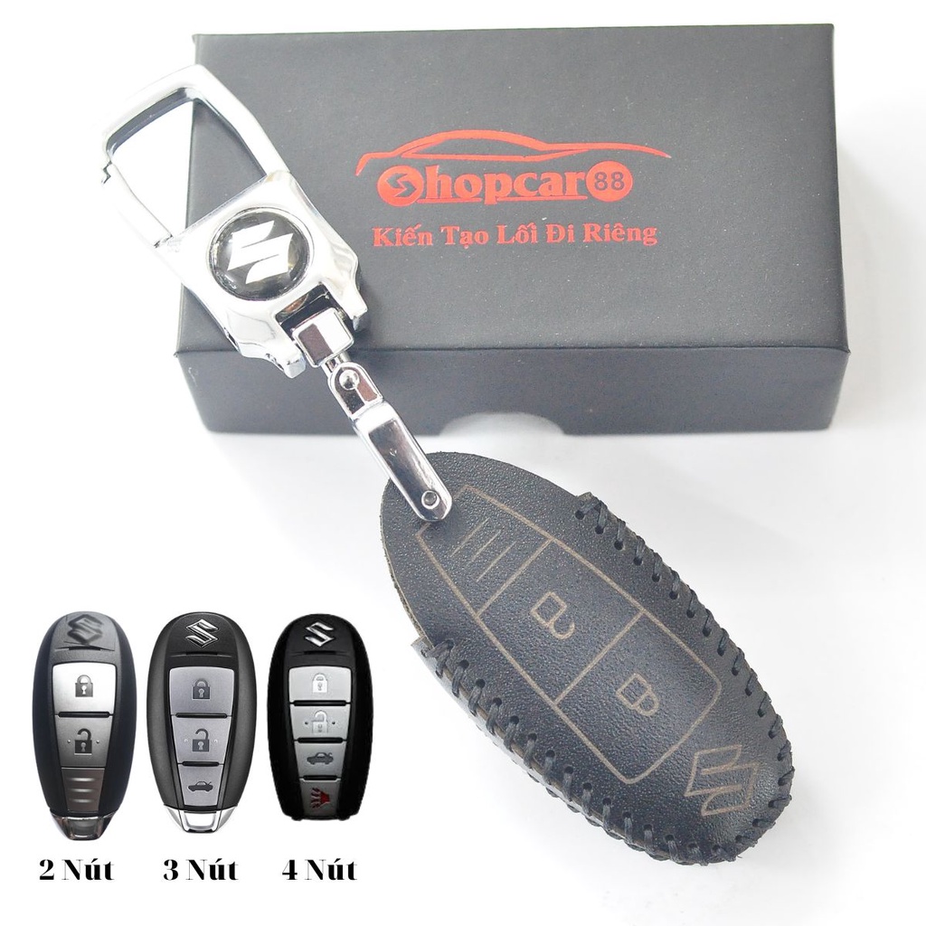 Bao Da chìa khoá xe Suzuki Ciaz, Swift, Ertiga, XL7... mẫu chuẩn như hình. Da bò thật nhiều màu