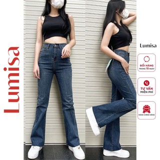 Quần jeans nữ ống loe lưng siêu cao co giãn dáng dài 100cm