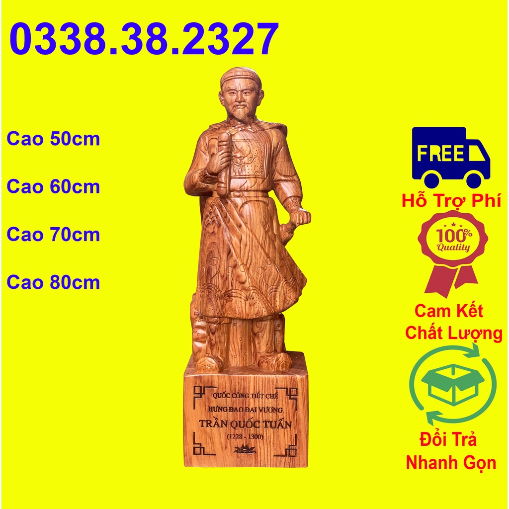 Tượng trần quốc tuấn trần hưng đạo hưng đạo vương được làm bằng gỗ hương nguyên khối