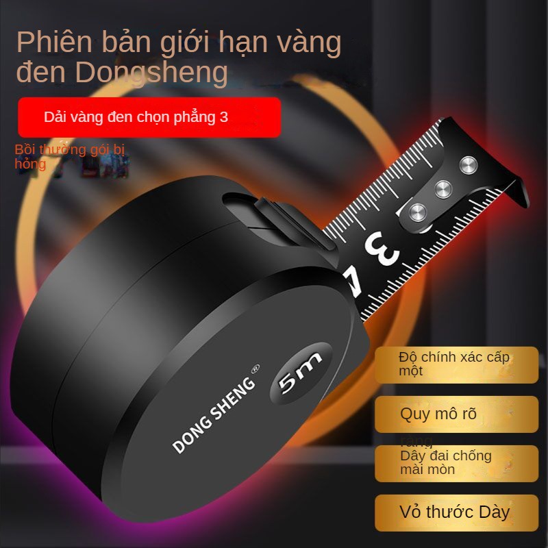 Mới Dongsheng đen vàng thép cuộn đo 3m 5m 7,5m 10m chiều dài dày thêm cứng mặc chống ngã