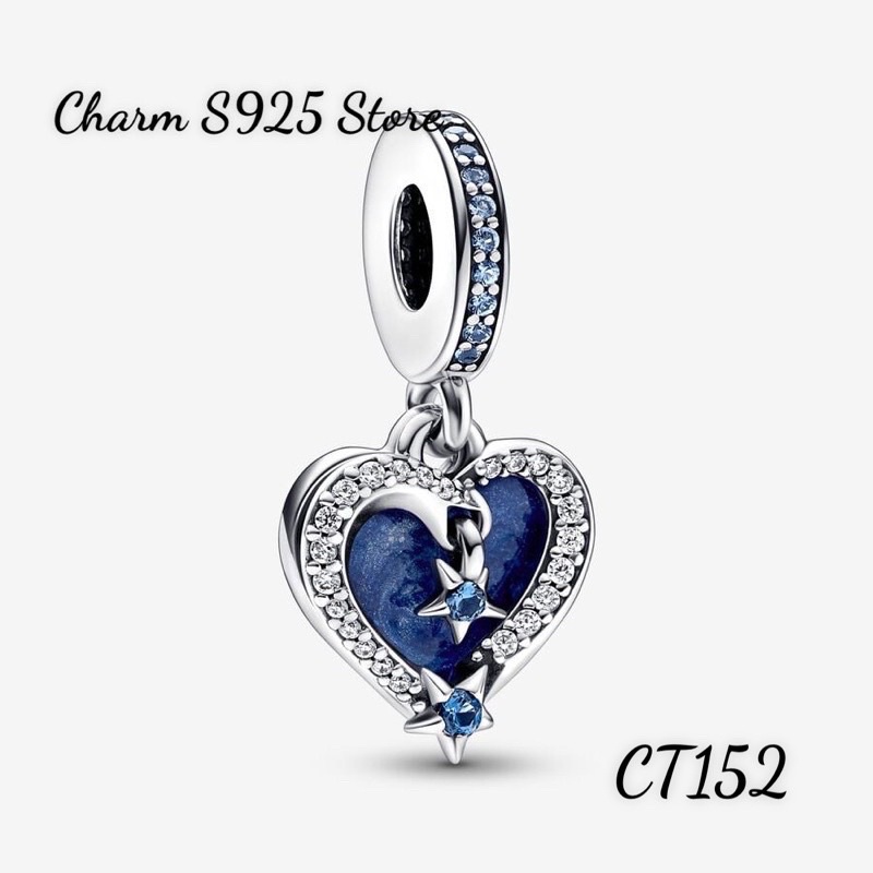 CHARM PAN ALE TREO TRÁI TIM NGÔI SAO BẠC S925 THUẦN KHIẾT HÀNG CAO CẤP