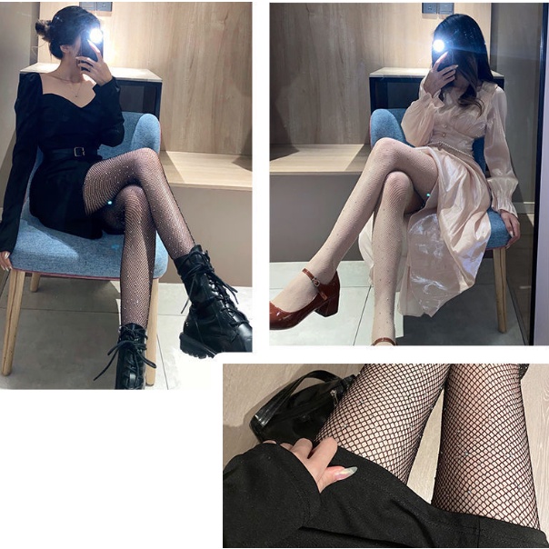 Quần Tất Lưới Nữ Đính Đá Sexy Sang Trọng Lấp Lánh