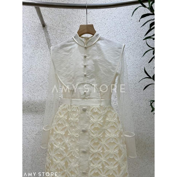 Đầm ren form chữ A tay dài cao cấp ore