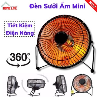 Đèn Sưởi Mini Để Bàn 4Inch Xoay 360 Độ Sưởi Hồng Ngoại Ấm Áp Tiết Kiệm Điện Năng