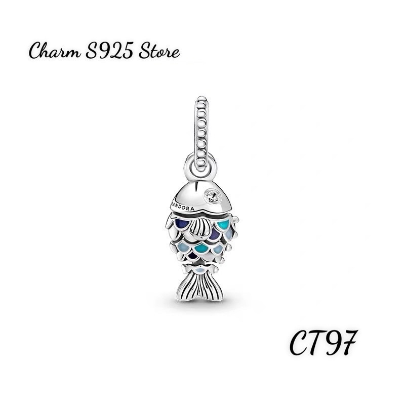 charm pan treo hình con cá bạc s925 cao cấp