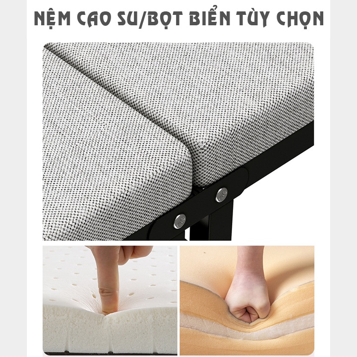 Giường Gấp Gọn AMYLY Giường Gấp Văn Phòng Cao Cấp Màu Xám, Có Bánh Xe Đệm Dày 4cm Kích Thước D183*R63*C38Cm