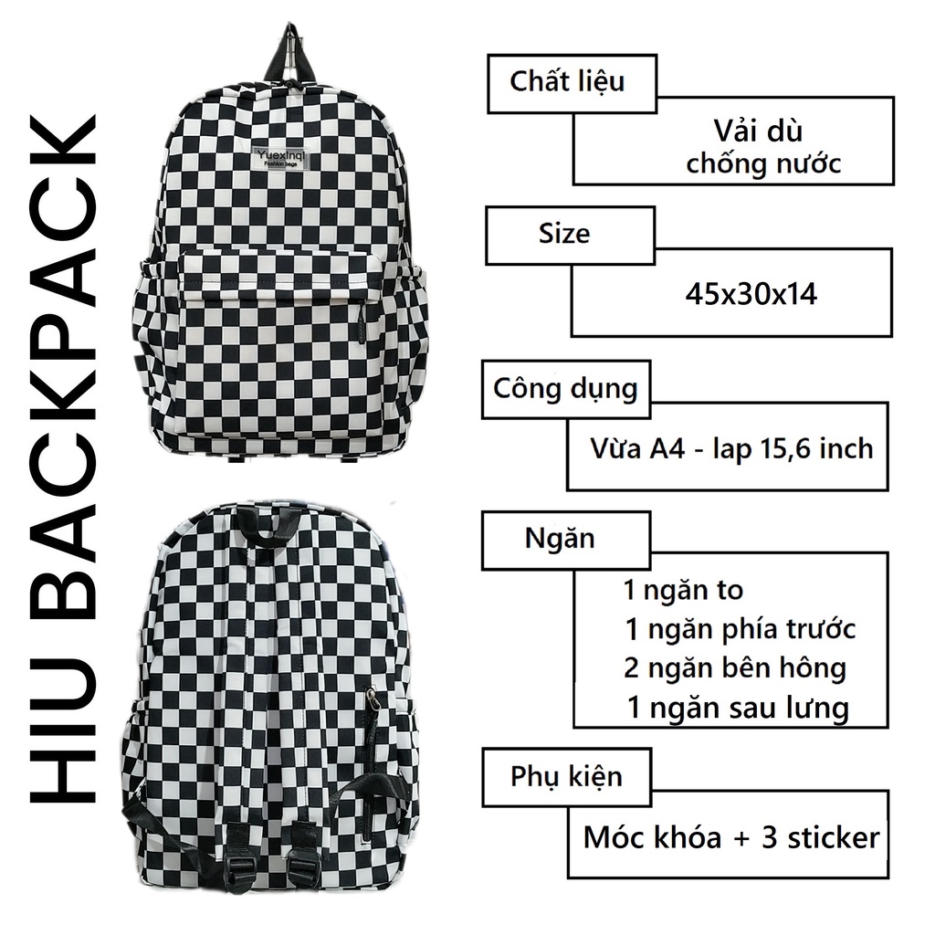 Balo caro trơn đi học nam nữ size to vải dù cho học sinh cấp 2 cấp 3 - B1180