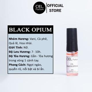 Tinh dầu nước hoa nữ CL BLACK OPIUM chính hãng CIEL Parfum 3ml phong cách ngọt ngào, bí ẩn, quyến rũ, đầy mê lực