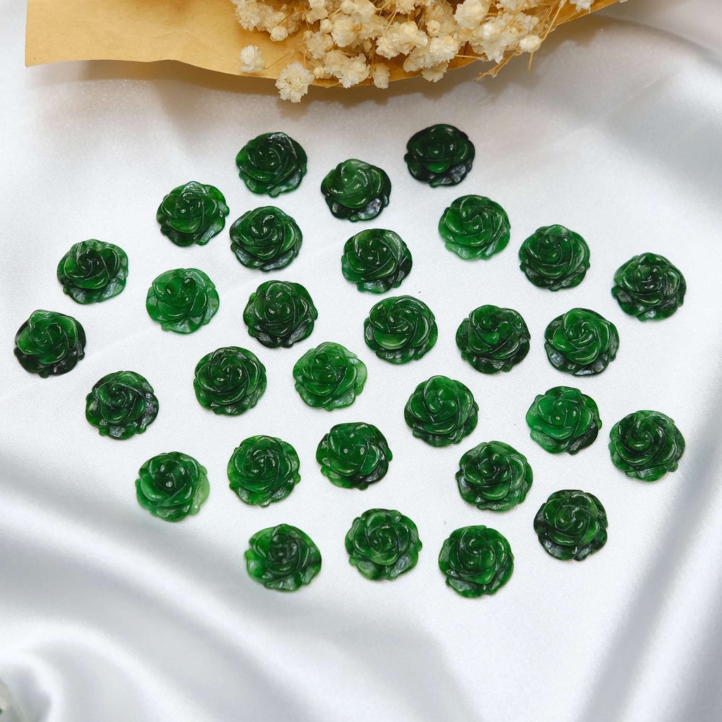 Mặt hoa mẫu đơn chất liệu ngọc sơn thuỷ dùng làm mặt nhẫn, mặt dây chuyền và bông tai UPCARA