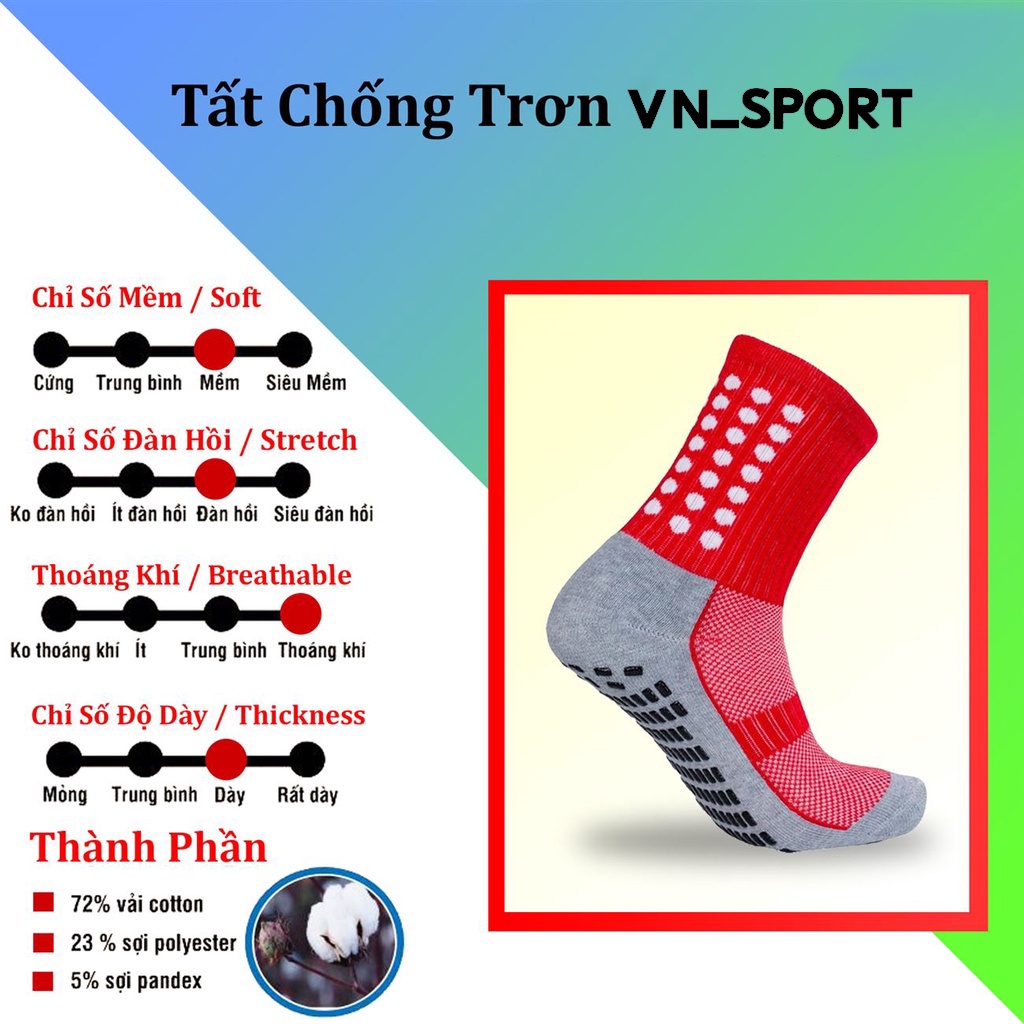 Tất chống trơn đá bóng dài, vớ đá banh dệt kim nam chính hãng