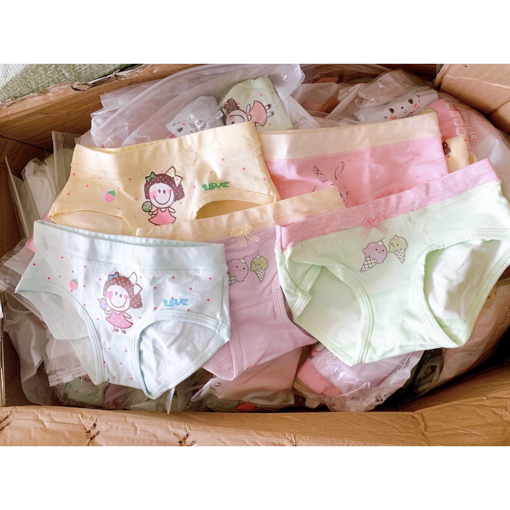 Set 3 quần chip bé gái chất cotton cao cấp cho  bé từ 8-30kg