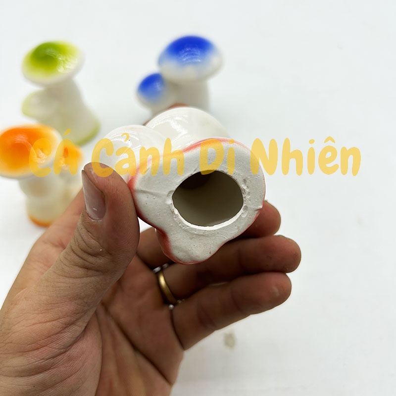 Cây Nấm Đôi trang trí tiểu cảnh hồ cá hòn non bộ bằng gốm sứ tráng men BHAHG1-82