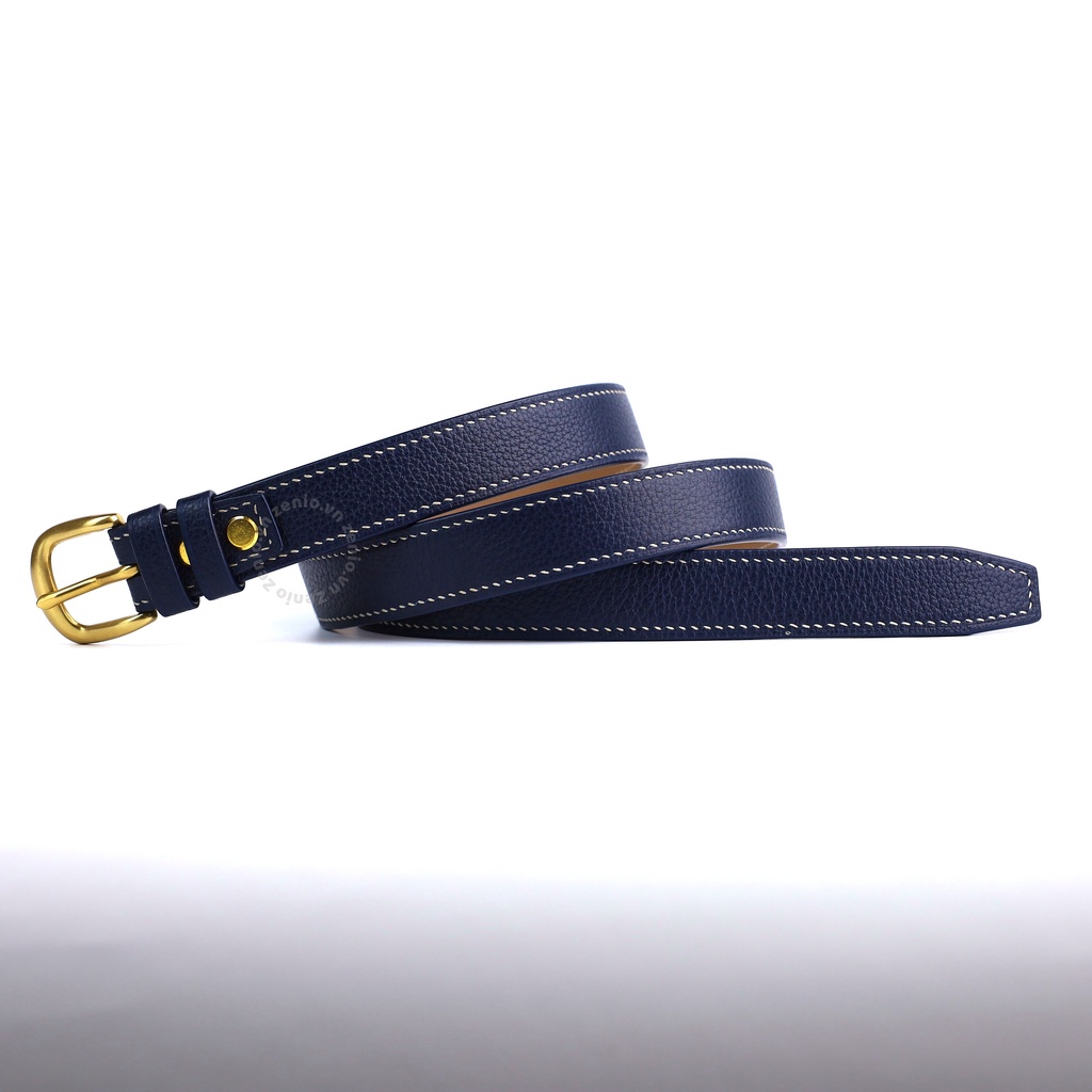 Dây thắt lưng Zenio da handmade màu xanh Navy - Dây lưng chế tác thủ công theo yêu cầu