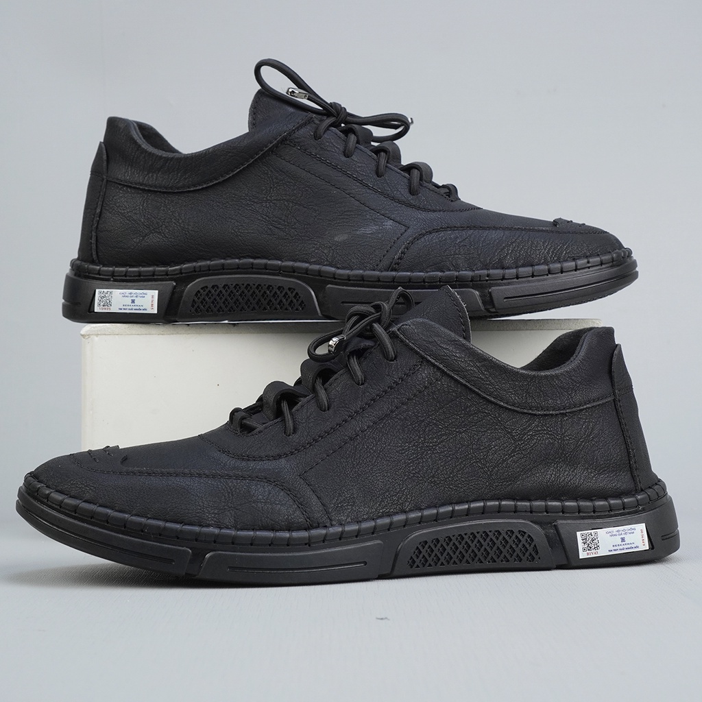 Giày SNEAKER nam cổ lửng Legaman da NAPPA 2 màu Đen, Nâu đế cao su đúc tăng chiều cao 3.5cm - LGM222