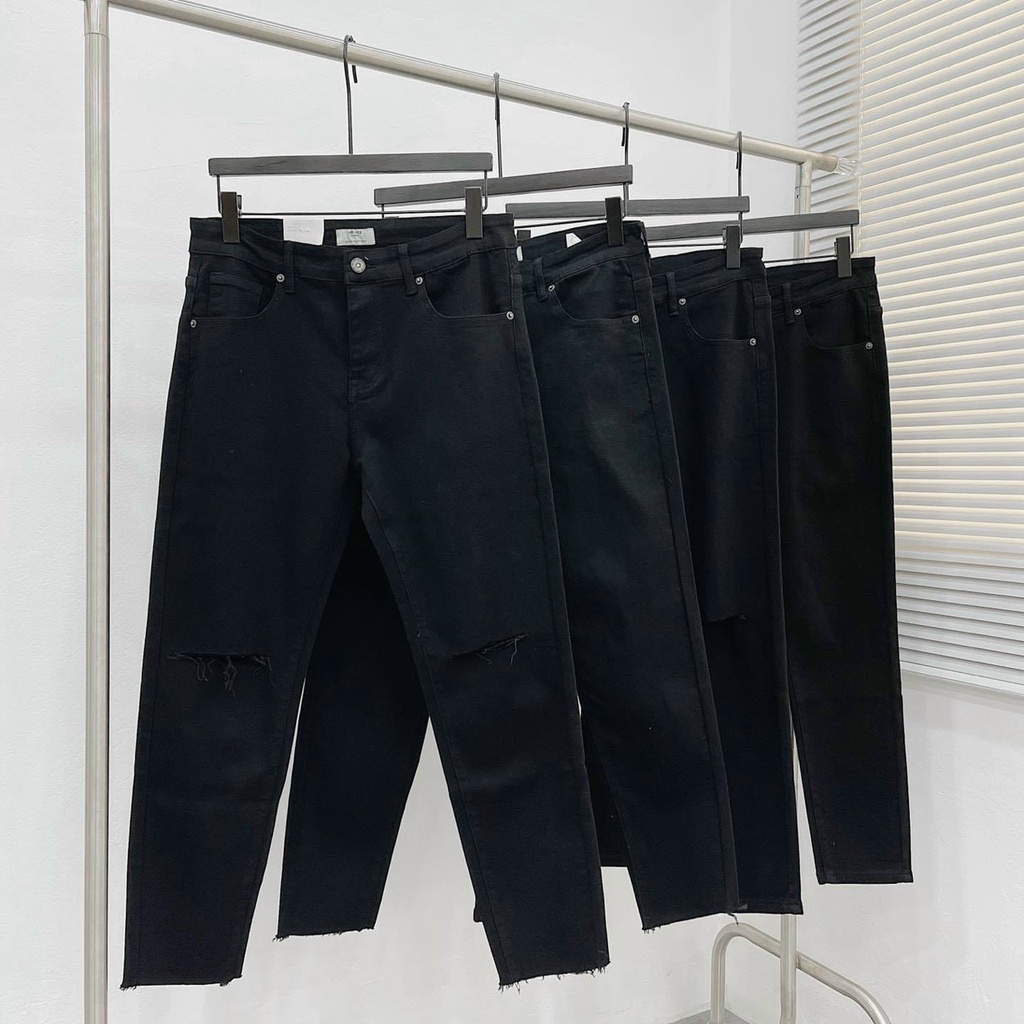 Quần dài jean nam basic LB, jean co giãn cắt rách gối,size 28-34, QJSH1991