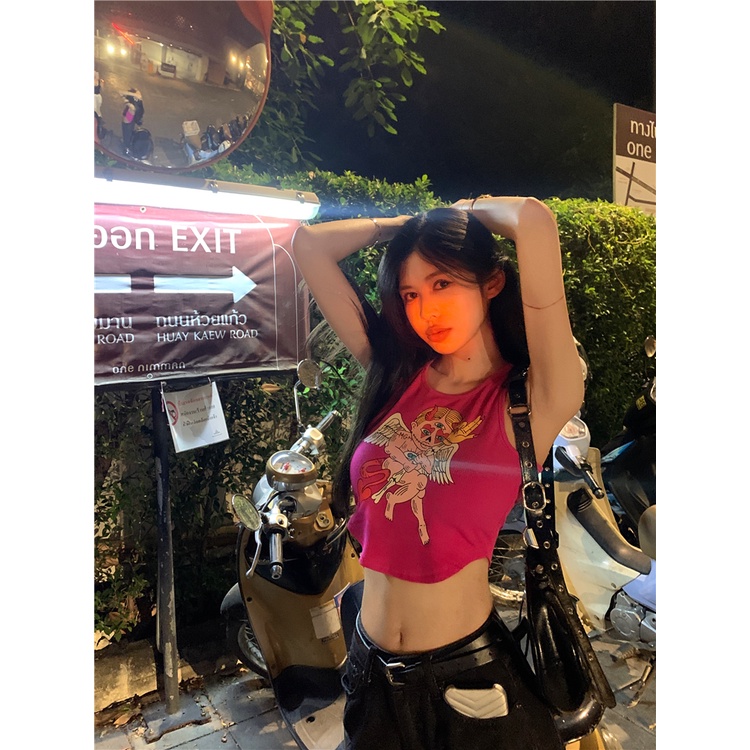 QKOOLE  Áo Croptop Sát Nách Dáng Rộng Thời Trang Đi Biển Mùa Hè Cho Nữ