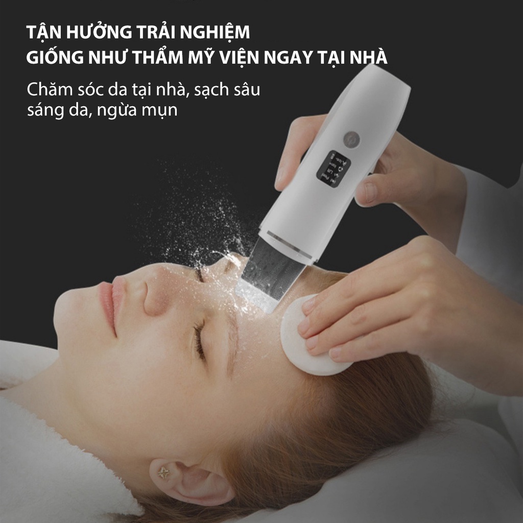 Máy cà da chết ION âm, Máy cà da sủi da mặt tẩy tế bào chết EMS làm sạch bã nhờn lỗ chân lông