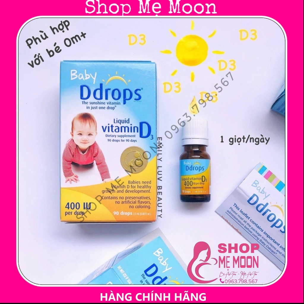 Baby Ddrops Vitamin D3 Cho Trẻ Sơ Sinh 90 Giọt Của Mỹ