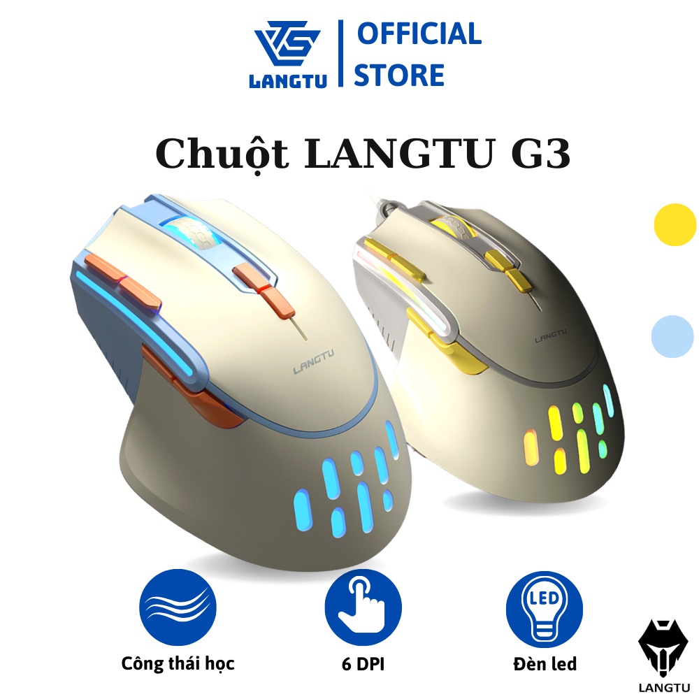 Chuột Máy Tính Gaming Langtu G3 Có/ Không Dây Chính Hãng Điều Chỉnh Mức DPI 12800 Có Đèn Led RGB LT09