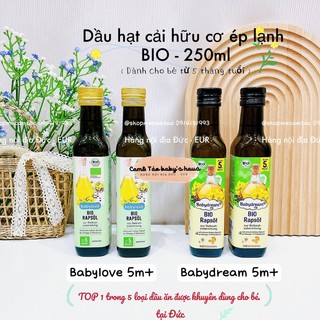 (Date: 1/2025 ) Dầu hạt cải ăn dặm hữu cơ Babylove + Babydream (Hàngair)