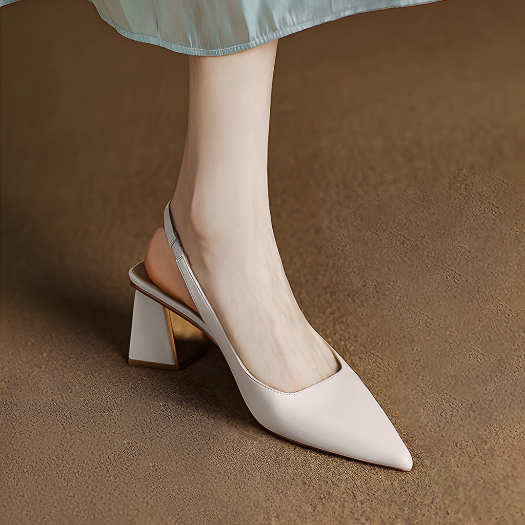 Giày cao gót mũi nhọn basic, giày cao gót slingback thanh trang nhã cao 7cm_AA0375