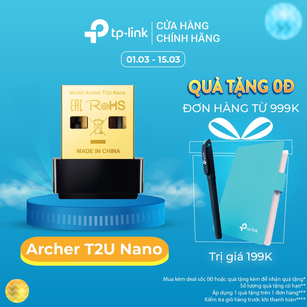  Bộ Chuyển Đổi USB Wifi TP-Link Archer T2U Nano Băng Tần Kép Chuẩn AC 600Mbps