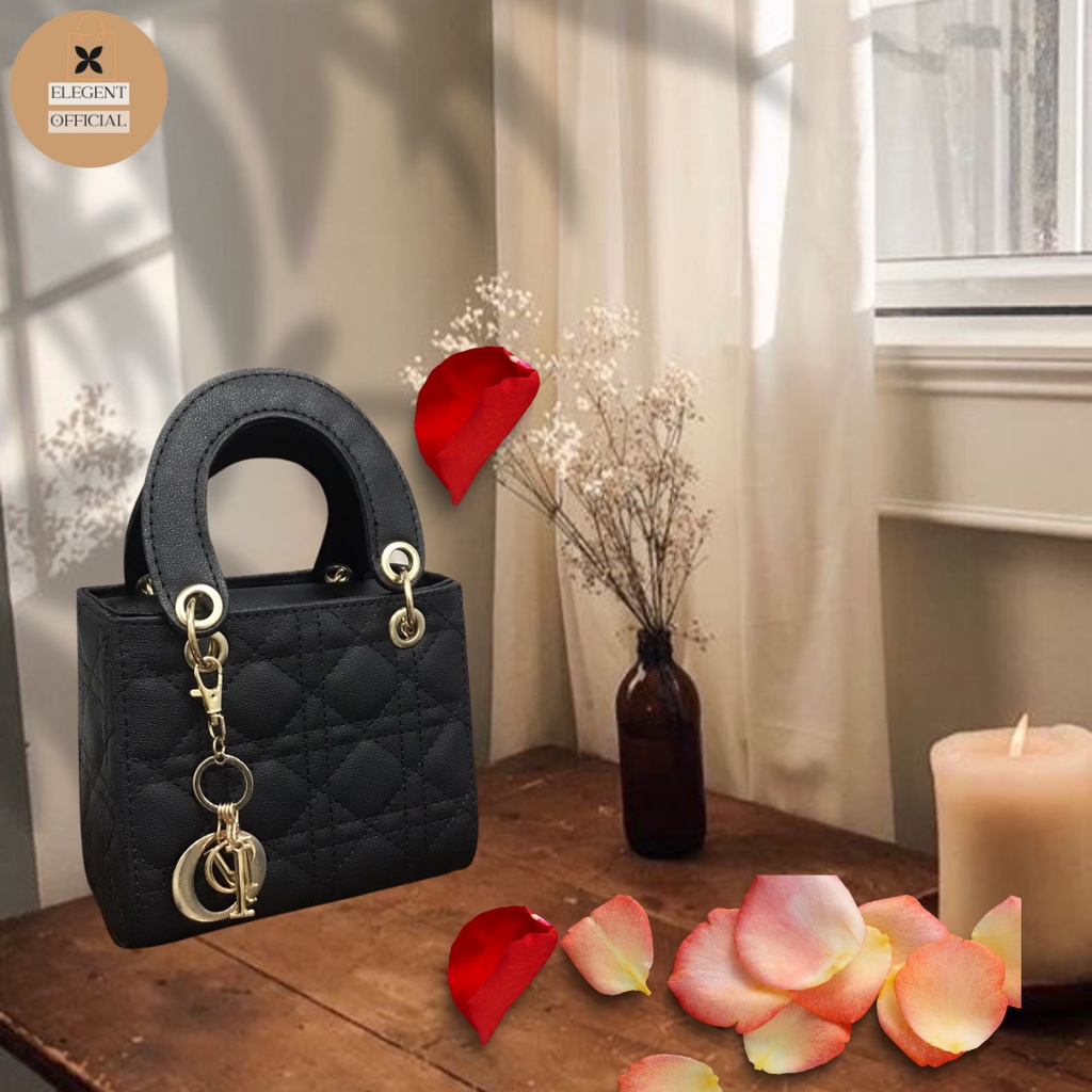 Túi xách cầm tay nữ vuông Lady Dior size 18 đựng vừa điện thoại