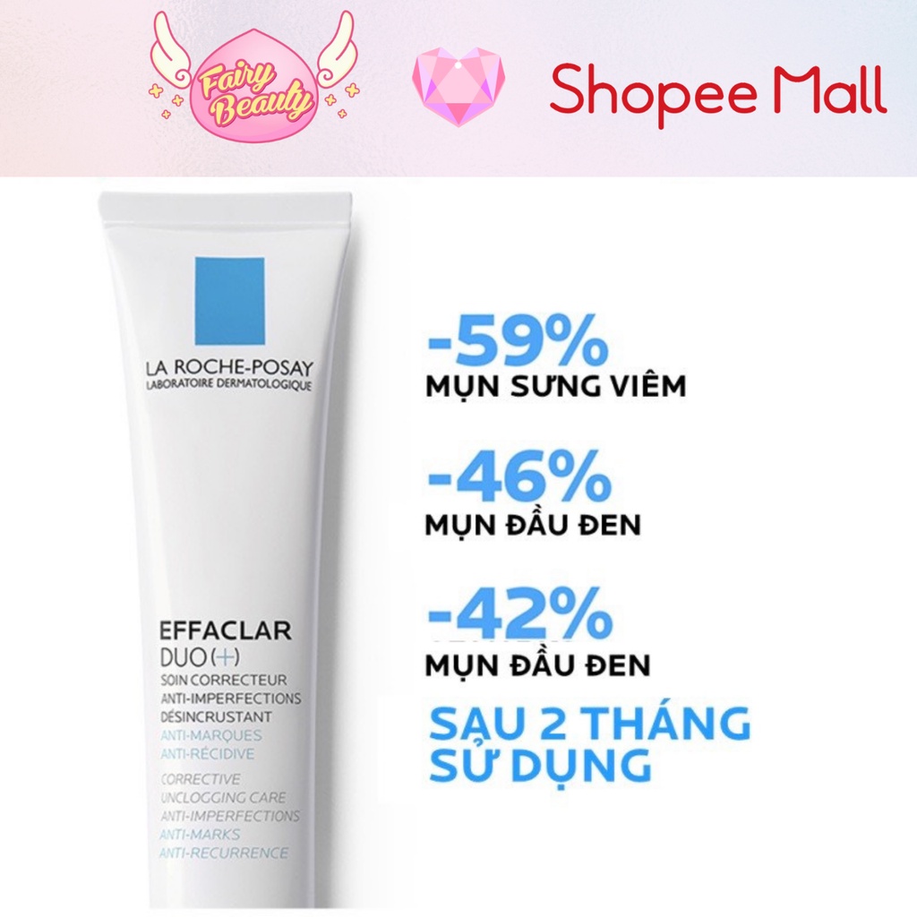 [LA ROCHE-POSAY] Bộ Đôi Effaclar Ngăn Ngừa Mụn Hiệu Quả 12H ( Kem Dưỡng DUO+ 40ml &amp; Gel Rửa Mặt Micro Peeling Gel 50ml)