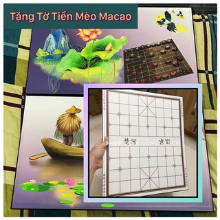 Bàn Cờ Tướng gấp gọn cao cấp. [Có đặt in theo yêu cầu] Tặng kèm tờ tiền Mèo may mắn