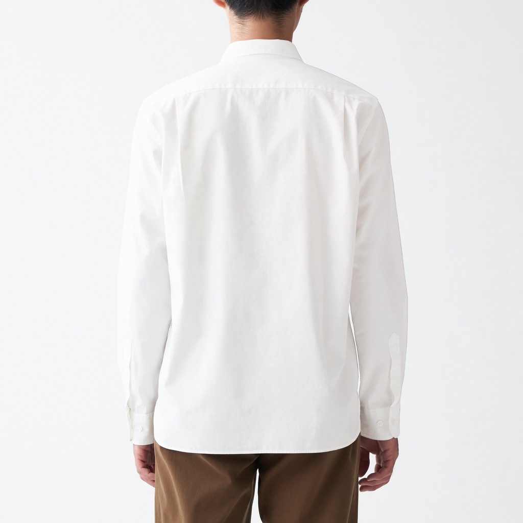 MUJI ÁO SƠ MI VẢI BROADCLOTH COTTON SỢI DÀI WASHED