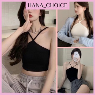 Áo dây cổ yếm- áo croptop 2 dây cổ yếm chất thun gân phong cách mùa hè-hna04