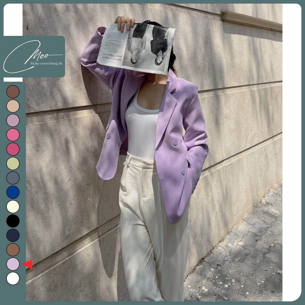 Áo blazer nữ áo vest dài tay màu tím pastel | BigBuy360 - bigbuy360.vn