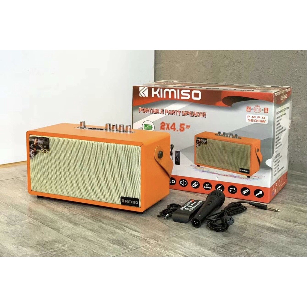 Loa Kéo Karaoke Bluetooth Kimiso QS-4855 Kèm điều khiển – 1 micro có dây [ BH 1 ĐỔI 1 TRONG 6 THÁNG ]