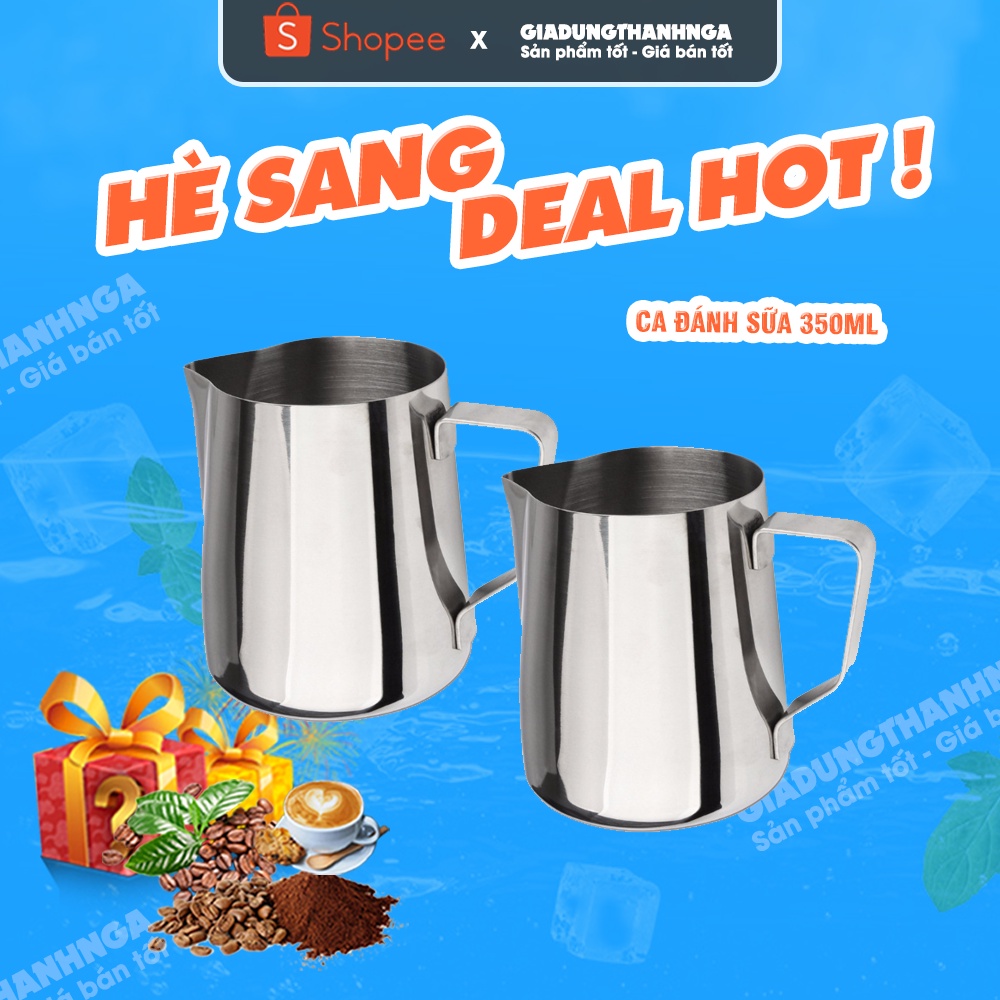 Ca đánh sữa lạnh 350ml inox 304 dùng pha latte hoặc espresso