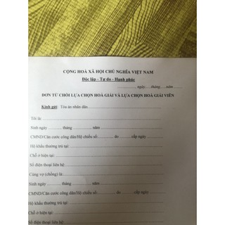 Đơn ly hôn thuận tình tỉnh Bình Định