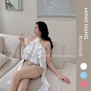  Áo yếm tầng vạt bèo đính hoa siêu xinh  MH001  Ảnh Thật 