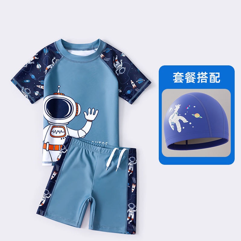 Bộ Đồ Bơi Ngắn Tay Chống Nắng 95-160cm Chất Vải Khô Thoáng Nhanh Thời Trang Mùa Xuân Cho Bé Trai